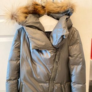 Mackage Down Fur Jacket Coat Gray Small